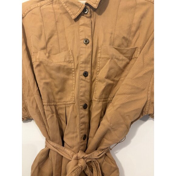 UO Button-Down Women’s S-P Tan Utility Dress W Belt Urban Outfitters - Picture 2 of 11
